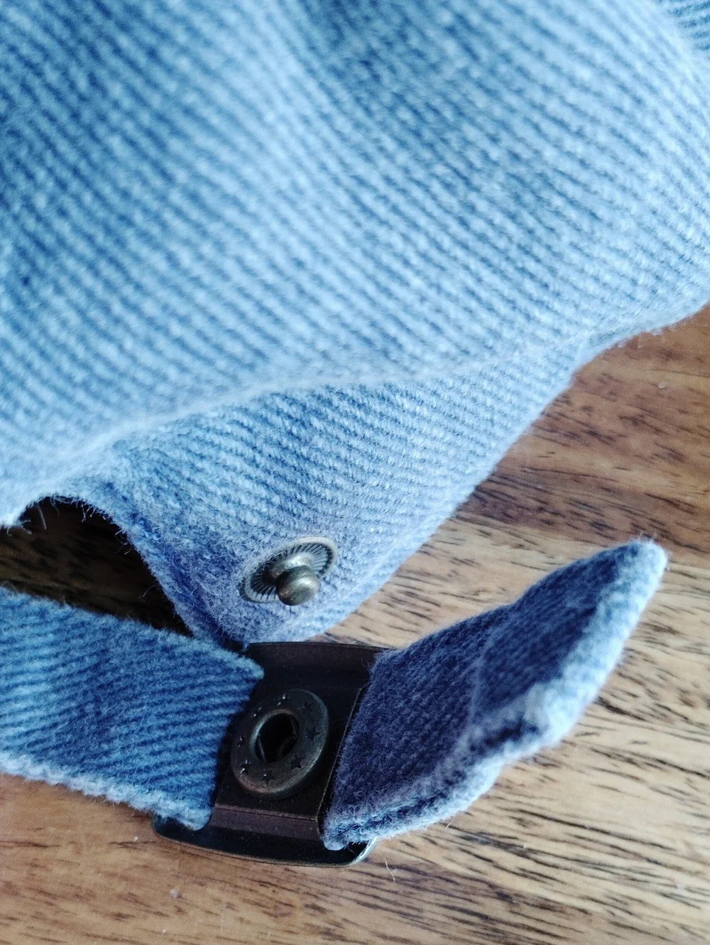 Alaska Embroidered Two Tone Denim Dad Hat - Blue & Light Beige